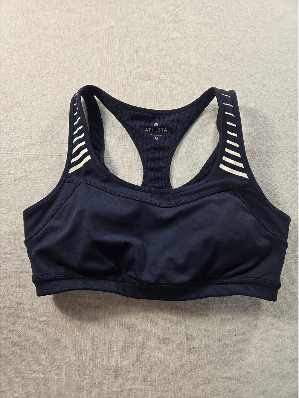 Athleta Gel Triple Dare Sports Bra Navy M Athleisure Loungewear Yoga Performance